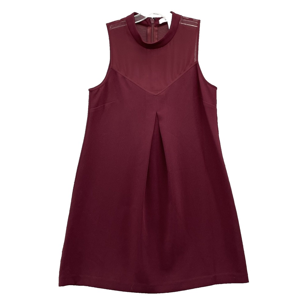 BCBG Mini Dress Women's Small Maroon Sheer Collar Cocktail 90's Party Going Out